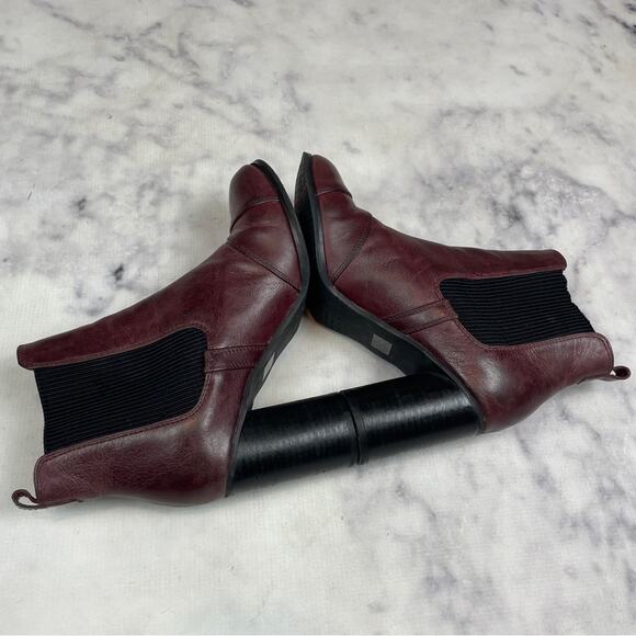 Miz Mooz Iris Burgundy Wine Leather Pull On Heeled Chelsea Boots - Picture 6 of 9